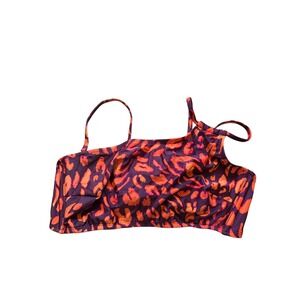 Shade & Shore Orange Animal Print Tie Back Swim‎ Top Women's XL